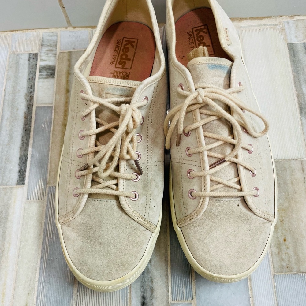 Keds Kickstart Womens 8.5 shoes beige taupe Suede Lace Up Athleisure Sneakers - Picture 9 of 14